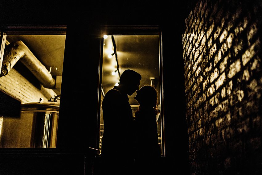silhouette of two people looking into each others eyes